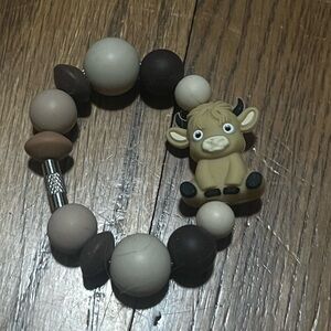 New Highland Cow Tumbler Cup Charm: Beaded Silicone Charm Stanley cup accessory